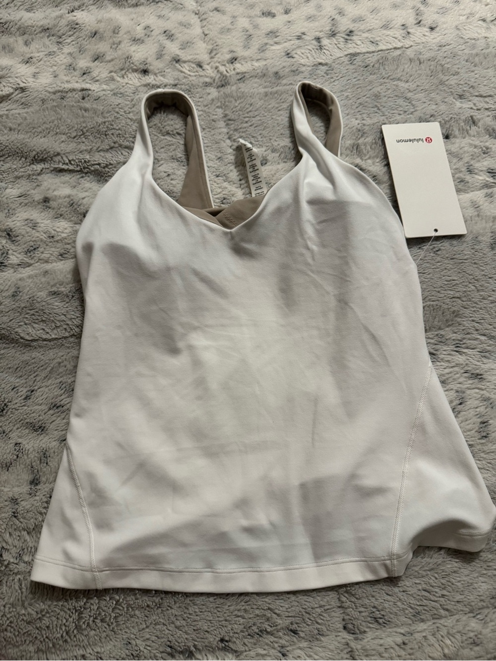 lululemon athletica White Tank with Beige Straps